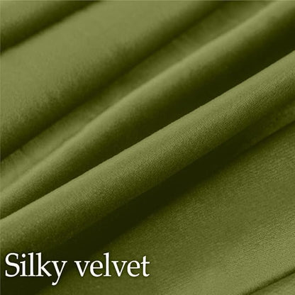 lalaLOOM Velvet Throw Pillow Covers, Set of 2, 24x24 Decorative Square Pillows Home Decor, Soft Accent Cases, Silky Machine Washable Pillowcases for Sofa, Couch, Bedroom, Living Room, Moss Green