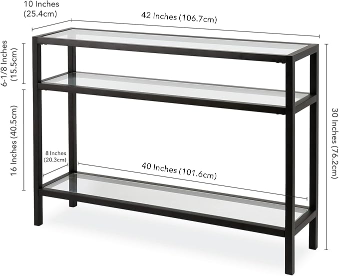 Henn&Hart 42" Wide Rectangular Console Table in Blackened Bronze, Entryway Table, Accent Table for Living Room, Hallway