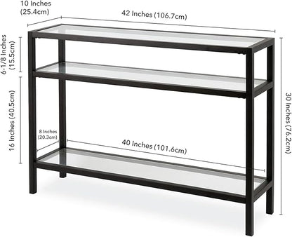 Henn&Hart 42" Wide Rectangular Console Table in Blackened Bronze, Entryway Table, Accent Table for Living Room, Hallway