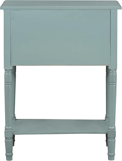 Knocbel Slim Antique Entry Console Table with 3 Drawers & Bottom Open Shelf, Solid Wood Narrow Sofa Couch Table for Entryway Hallway Living Room 23.7" W x 13" D x 31.4" H Light Blue
