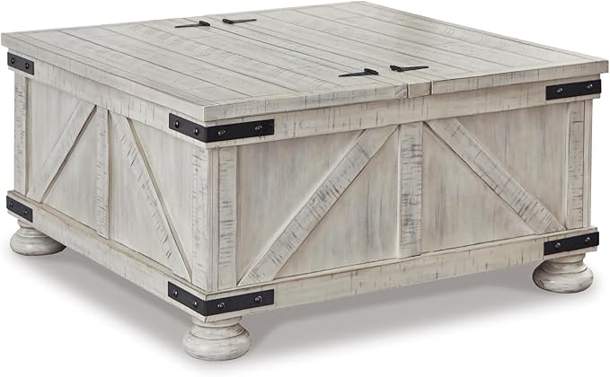 Signature Design by Ashley Carynhurst Casual Cocktail Table with Storage, Whitewash