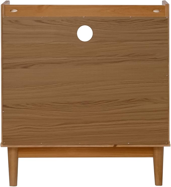 Walker Edison Blythe Mid-Century Modern Tray-Top Storage Nightstand 25 Inch Caramel