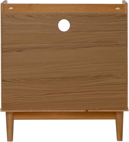 Walker Edison Blythe Mid-Century Modern Tray-Top Storage Nightstand 25 Inch Caramel