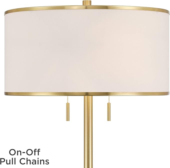 Possini Euro Design Bellini Modern 65" Tall Standing Floor Lamp with Tray Table USB Port Pull Chain Gold Metal Faux Marble Finish Living Room Bedroom House Reading Office Home Decor Entryway Dining