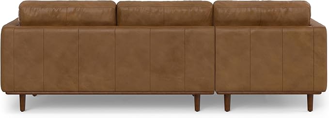 SIMPLIHOME Morrison Left Sectional Sofa in Full-Grain Genuine Leather, Caramel Brown, 102-inches Wide, L-Shaped Leather Couch with Left Chaise for The Living Room and Family Room