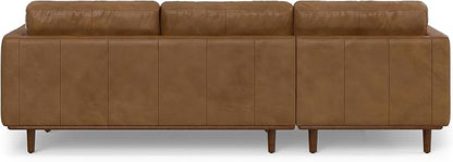 SIMPLIHOME Morrison Left Sectional Sofa in Full-Grain Genuine Leather, Caramel Brown, 102-inches Wide, L-Shaped Leather Couch with Left Chaise for The Living Room and Family Room