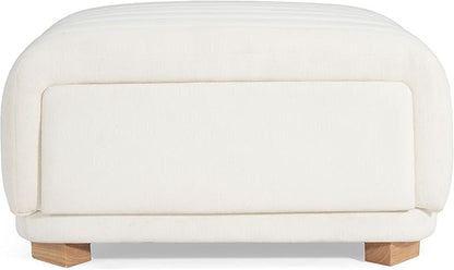 Christopher Knight Home Reyno Upholstered Ottoman with Storage for Living Room, Chenille Fabric Storage Ottoman Foot Rest with Side Drawers, Modern Square Coffee Table with Wooden Frame, Light Beige