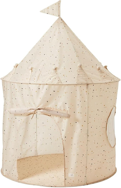 3 Sprouts Kids Play Tent - Sustainable Recycled Fabric – Fun Spacious Childs Playhouse for Indoor Games for Boys & Girls - Durable Fort Pop Up House for Toddlers & Children Age 3-10 - Terrazzo Beige