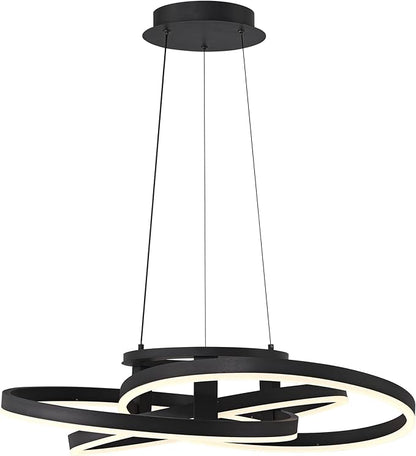 Possini Euro Design McKenna Sanded Black Pendant Lighting 26 1/2" Wide Modern Ribbon Rings Dimmable LED Fixture for Dining Room House Foyer Kitchen Island Entryway Bedroom Living High Ceilings