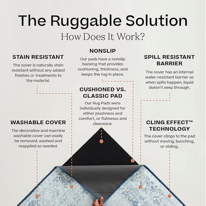 RUGGABLE x Jonathan Adler Machine Washable Modern Area Rug – Inkdrop Black & Ivory 6x9, Stain-Resistant, Non-Slip – Medium Rugs for Living Room, Bedroom, Hallway, Entryway & Office–with Standard Pad