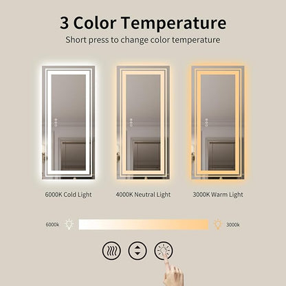 WTTY LED Bathroom Mirror 77''x36'' with Front and Backlight, Large Dimmable LED Vanity Wall Mirrors, Double LED Mirror for Bathroom with Anti-Fog, 3 Colors, Memory Function, Shatter-Proof, ETL Listed