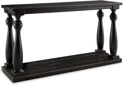 Signature Design by Ashley Mallacar Rustic Cottage Rectangular Sofa Table with Floor Shelf, Black