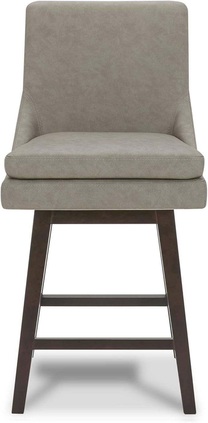 CHITA Counter Height Swivel Barstool, FSC Certified Upholstered Bar Stool, 26.8" H Seat Height, PU Leather in Stone Gray