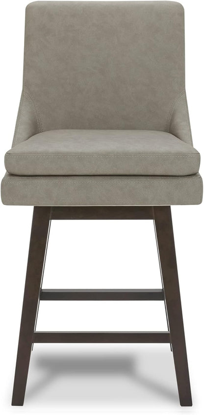 CHITA Counter Height Swivel Barstool, FSC Certified Upholstered Bar Stool, 26.8" H Seat Height, PU Leather in Stone Gray