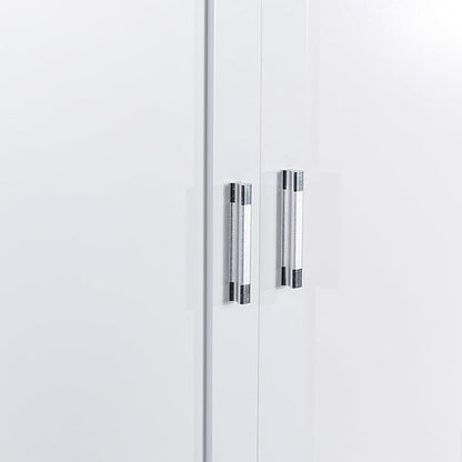 Polibi Tall Storage Cabinet with 2 Doors, 2 Drawers, 4-Tier Storage Racks of Each Door, Adjustable Shelf, Floor Free-Standing Cabinet for Bathroom, Living Room, MDF, White