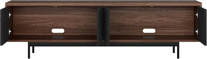 Henn&Hart Rectangular TV Stand for TV's up to 75" in Medium Walnut/Natural Black, for Home, Living Room, Bedroom, Entertainment Room, Office