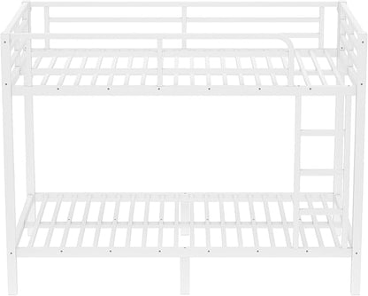 Bellemave Twin XL Over Twin XL Bunk Bed for Adults, Heavy Duty Bunk Beds Frame with Build in Ladder and Full Length Guardrail, Easy Assemble Bunkbeds, Noise Reduced, Mattress Not Included, White