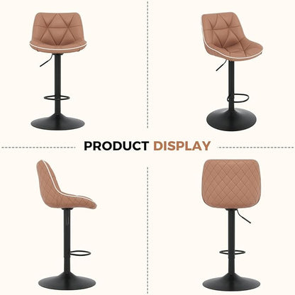 Nalupatio Bar Stools Set of 4, Adjustable Swivel Counter Height Bar Stools with Back, Armless Modern Barstools for Kitchen Island & Home Bar, Upholstered Seat,（Terracotta）