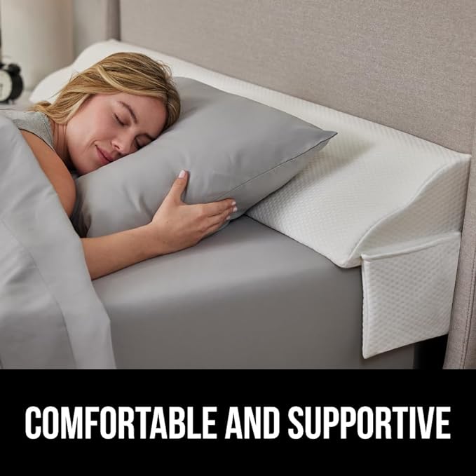 GORILLA GRIP Patent Pending King Bed Wedge Pillow Headboard Gap Filler, US Designed, Comfortable Supportive High Density Foam Pillows, Stay in Place Gripping Dots, Wedges Between Mattress, White