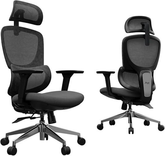 Ergonomic Office Chair, High Back Desk Chair with 4D Armrests, 135° Reclining Swivel Chair with 3-Level Tilt Lock, 2D Headrest & Sliding Seat, Dual Back Support, Adjustable Lumbar, Heavy Duty 1600 lbs