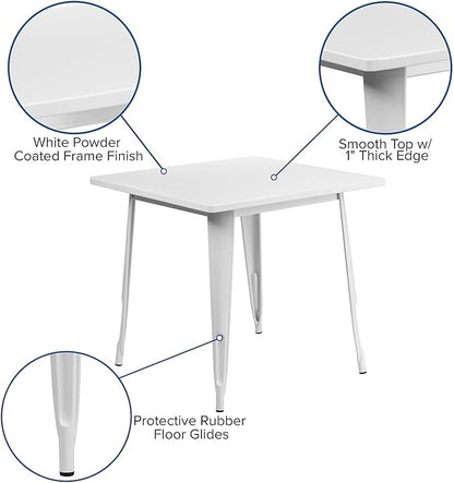 Flash Furniture Felix Commercial Grade 31.5" Square White Metal Indoor-Outdoor Table