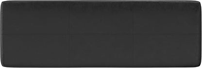 SIMPLIHOME Carlson 45-inch Wide Vegan Faux Leather Ottoman Bench in Distressed Black with Solid Wood Frame for Living Room, Entryway, or Bedroom