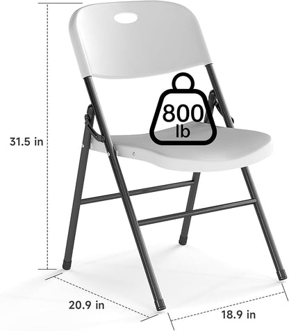 30 Pack Folding Chair, 800 Weight Limit Heavy Duty Plastic Folding Chair Portable Seating for Indoor Outdoor Events, Wedding, Party, Restaurant, Meeting Room White