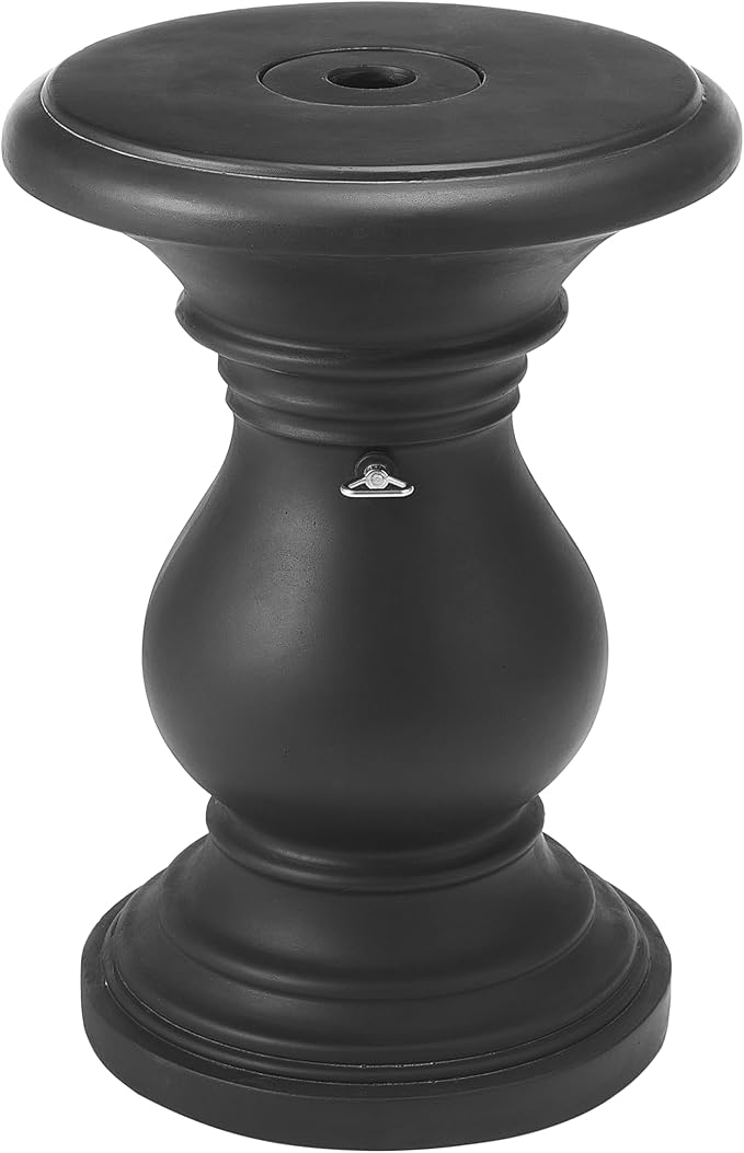 Christopher Knight Home Oriana MGO Outdoor Patio Side Table Umbrella Base, Heavy Duty Patio Umbrella Stand Outdoor Base with Hand-Turn Tightening Knob, Lounger Small Patio Coffee Table, Black
