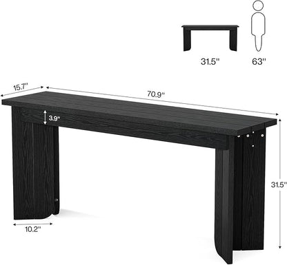 Tribesigns 70.9-Inch Extra Long Console Table, Farmhouse Sofa Console Table with Widened Tabletop, Entryway Accent Tables with Sturdy Double Pedestal for Living Room (Black)