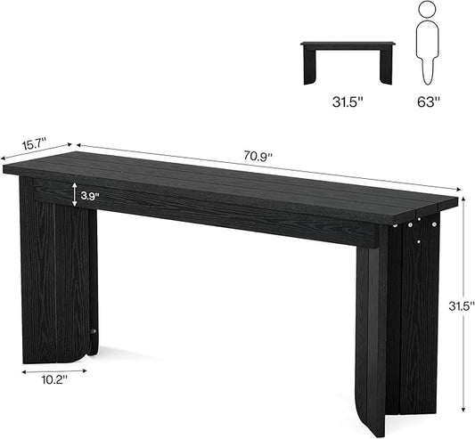 Tribesigns 70.9-Inch Extra Long Console Table, Farmhouse Sofa Console Table with Widened Tabletop, Entryway Accent Tables with Sturdy Double Pedestal for Living Room (Black)
