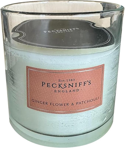 Pecksniff's Classic Gingerflower & Patchouli Scented Candle | 3 Wicks Candle with Dust Cover | 550g/19.4oz
