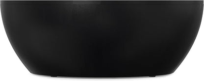 SIMPLIHOME Elmbrook Coffee Table - 34 inch Wide Solid Mango Wood Modern Industrial Round Drum Cocktail Table in Black, Sculptural Living Room Table with Low Profile Design, Assembled