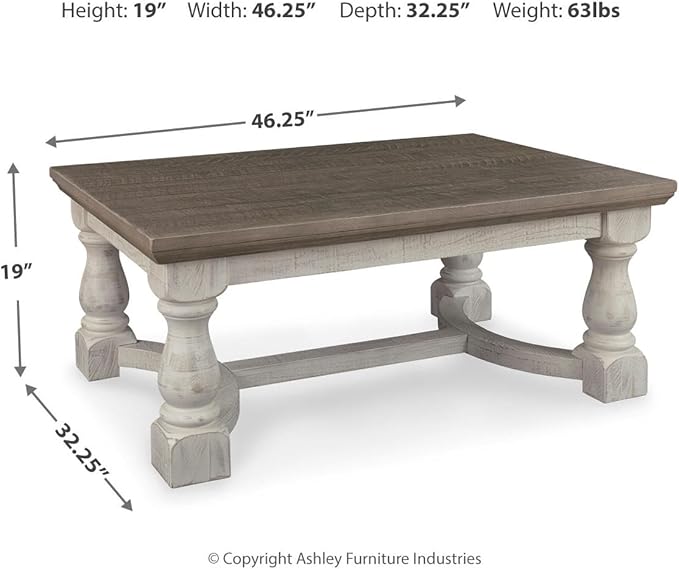 Signature Design by Ashley Havalance Farmhouse Rectangular Coffee Table, Gray & White with Weathered Finish