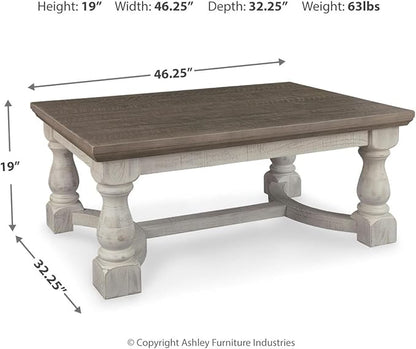 Signature Design by Ashley Havalance Farmhouse Rectangular Coffee Table, Gray & White with Weathered Finish