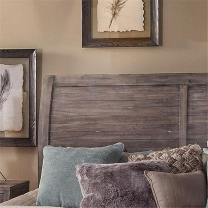 American Woodcrafters Aurora Weathered Gray Wood King Sleigh Headboard