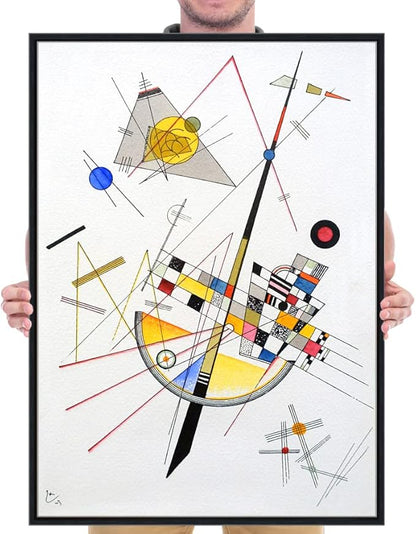 Wieco Art Framed Canvas Wall Art Delicate Tension #85, 1923 by Wassily Kandinsky Famous Classic Paintings Abstract Reproductions Canvas Wall Art for Home Office Decoration