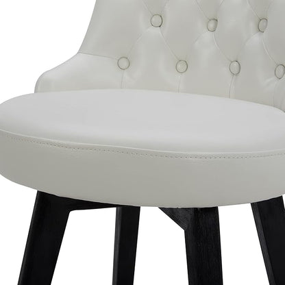 Watson & Whitely Counter Height Bar Stools, Faux Leather Upholstered Modern Swivel Barstool with Back, Solid Wood Legs, 26" H Seat, White