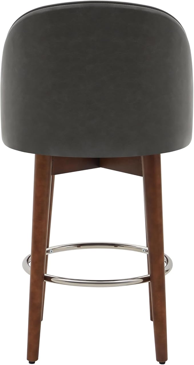 CHITA Counter Height Bar Stools Set of 2,Swivel Barstools for Kitchen Island,26.4" H Seat Height,Faux Leather,Retro Grey