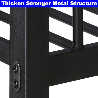 DOONREXS Upgraded Twin XL Over Queen Bunk Bed, Heavy Duty Strong Steel with Ladders and Guard Rail