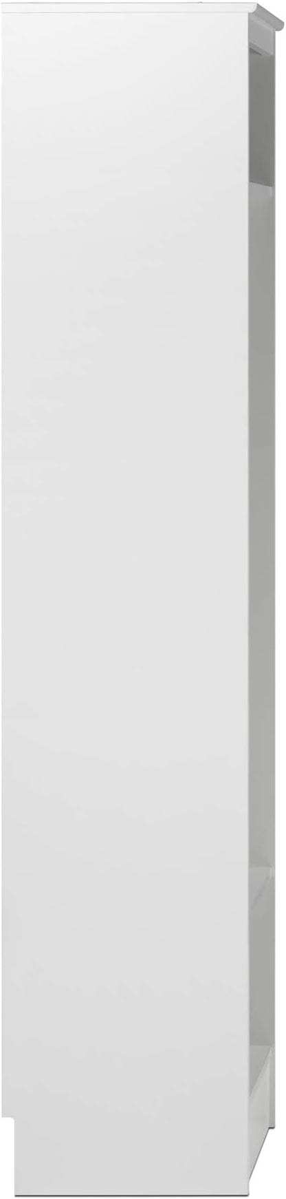 Prepac Narrow Coat Rack Freestanding Hall Tree with 3 Hooks, Entryway Furniture for Coat and Shoe Storage, Entryway Organization with an Adjustable Shelf, 14.75"W x 72.5"H x 15.5"D, White