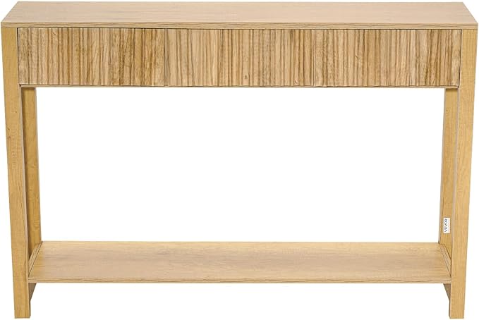 VEVOR 47 in Console Table, Farmhouse Desk Behind The Couch with Drawers and Bottom Storage Shelf, Wooden Rectangle Entrance Narrow Sofa Table for Hallway, Bedroom, Living Room, Foyer, Burlywood