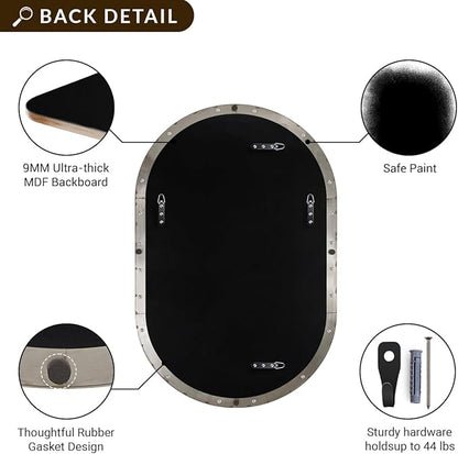 ANDY STAR 30x36’’ Oval Bathroom Mirror, Oval Nickle Mirror Pill-Shaped Design in Stainless Steel Metal Frame for Bathroom, Entryway, Living Room, Contemporary 1" Deep Wall Mount Vertical or Horizontal