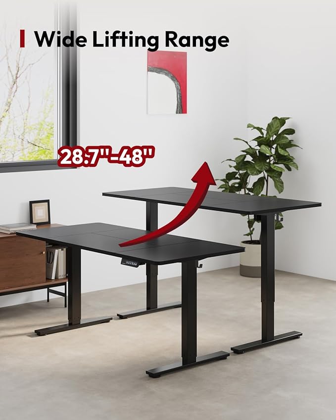 SANODESK Standing Desk Height Adjustable Electric Stand up Desk 79x32 Inches Sit Stand Home Office Desk with Splice Board, Black Frame/Black Top