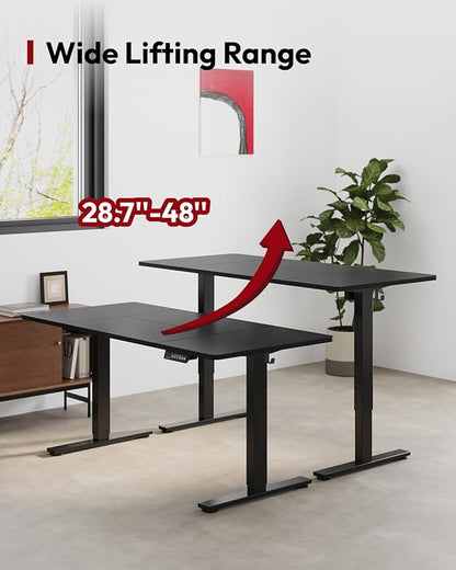 SANODESK Standing Desk Height Adjustable Electric Stand up Desk 79x32 Inches Sit Stand Home Office Desk with Splice Board, Black Frame/Black Top