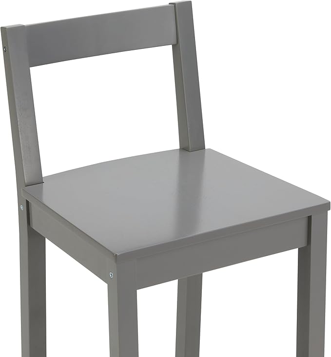 Amazon Basics Wooden Bar Stool with Backrest 24", Grey, Set of 2