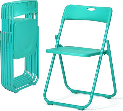 Karl home 6 Pcs Folding Chair, 300LBS Lightweight Foldable Plastic Chair, Reinforced Metal Frame Easy to Fold & Store for Indoor & Outdoor, Wedding, Party, Meeting Room, Patio and Garden, Mint Green