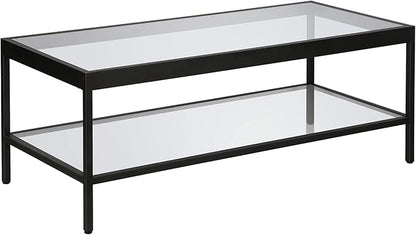 Henn&Hart 45" Wide Rectangular Rectangular Coffee Table in Blackened Bronze, Modern Rectangular Coffee Tables for living room, studio apartment essentials