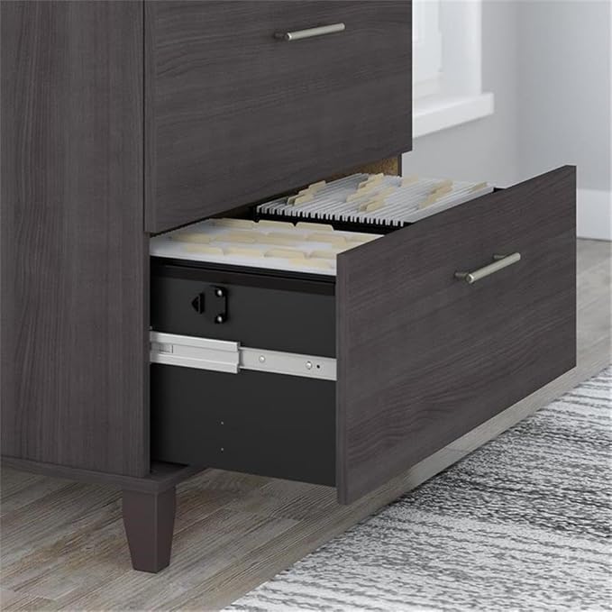 Pemberly Row Contemporary 2 Drawer Lateral File Cabinet in Storm Gray
