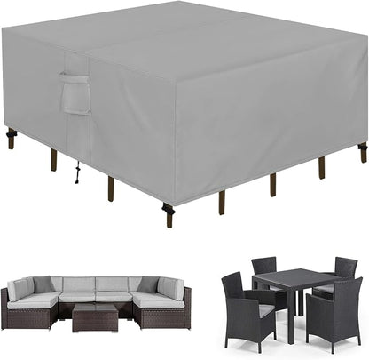 Easy-Going Square Patio Furniture Cover Waterproof Outdoor Dining Table and Chair Cover Anti-UV Outside Sectional Sofa Set Covers (76"L x 76"W x 28"H, Grey)