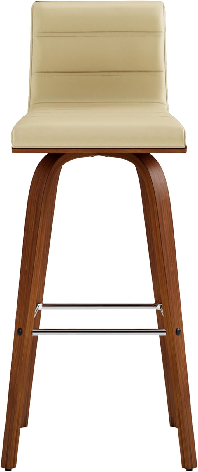 Armen Living Vienna 30" Swivel Bar Stool in Walnut Wood Finish with Cream Faux Leather - Set of 3